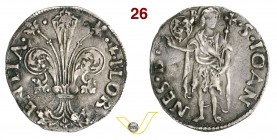 FIRENZE - REPUBBLICA (1189-1532) Grosso da 7 Soldi, stemma Orlandini sormontato da B (1504 I semestre). D/ Grande giglio R/ San Giovanni stante con lu...
