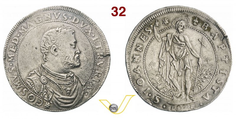 FIRENZE - COSIMO I DE' MEDICI (1536-1574) Piastra 1573. D/ Busto corazzato R/ Sa...