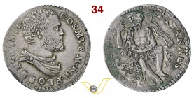 FIRENZE - COSIMO I DE' MEDICI (1537-1574) Testone da 40 Soldi o 3 Barili. D/ Busto corazzato R/ San Giovanni Battista seduto con lunga croce. Rav. 8 M...