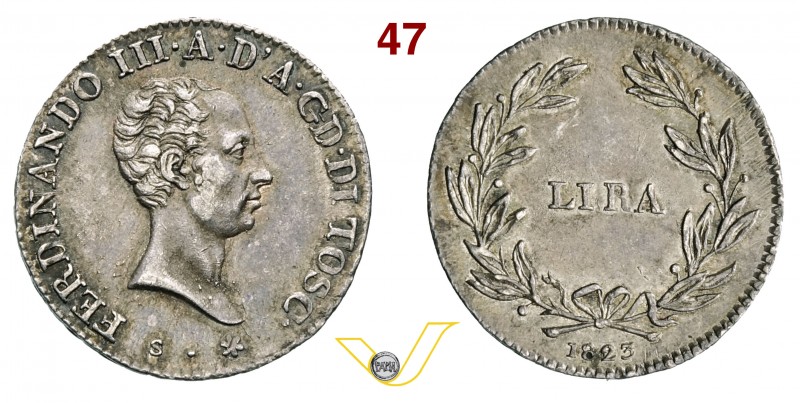 FIRENZE - FERDINANDO III DI LORENA (1791-1801 e 1814-1824) Lira 1823. Pag. 74 Ag...
