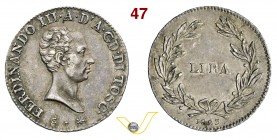 FIRENZE - FERDINANDO III DI LORENA (1791-1801 e 1814-1824) Lira 1823. Pag. 74 Ag g 3,92 Non comune • Piacevole patina SPL