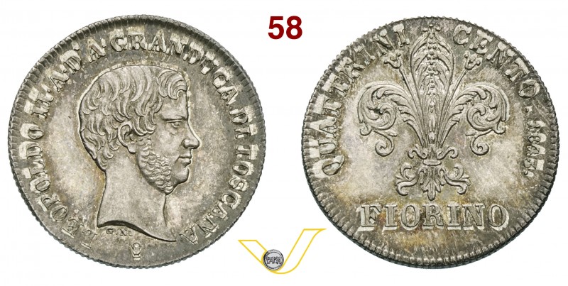 FIRENZE - LEOPOLDO II DI LORENA (1824-1859) Fiorino 1843. Pag. 133 Ag g 6,80 q.F...