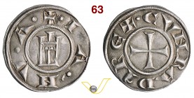 GENOVA - REPUBBLICA (1139-1339) Grosso da 6 Denari. D/ Castello R/ Croce. MIR 12 Ag g 1,69 SPL