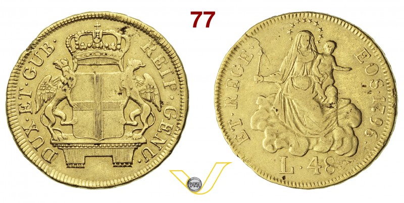 GENOVA - DOGI BIENNALI, III fase (1637-1797) 48 Lire 1796. MIR 277/4 Au g 12,48 ...