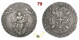 GENOVA - DOGI BIENNALI, III fase (1637-1797) 2 Scudi 1702, sigle IBM. D/ La Madonna col Bambino sulle nubi; in alto due angeli in volo con corona di s...