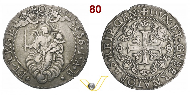 GENOVA - DOGI BIENNALI, III fase (1637-1797) Scudo largo 1656, sigle IAB. D/ La ...