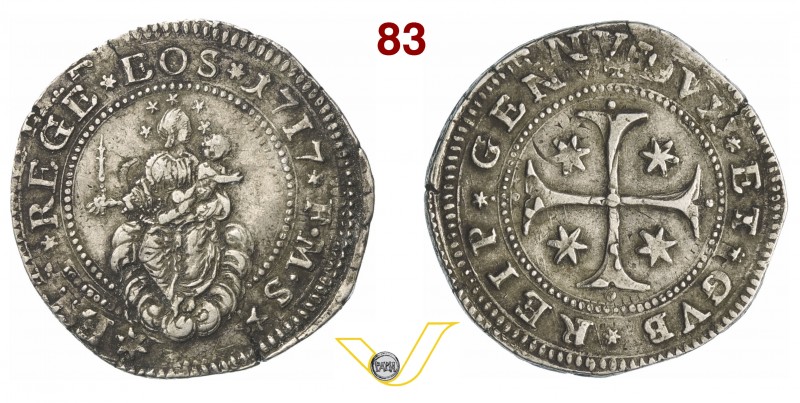 GENOVA - DOGI BIENNALI, III fase (1637-1797) 1/2 Scudo stretto 1717, sigle FMS. ...