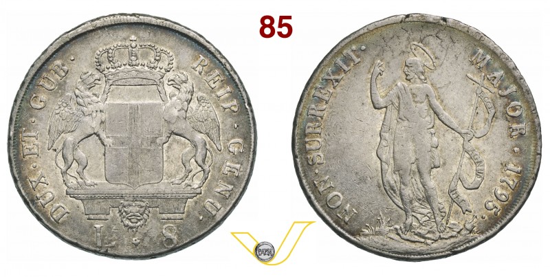 GENOVA - DOGI BIENNALI, III fase (1637-1797) 8 Lire 1795 “stemma nuovo”. CNI 4/6...