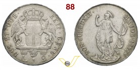 GENOVA - DOGI BIENNALI, III fase (1637-1797) 8 Lire 1797. MIR 309/6 Ag g 33,12 BB+