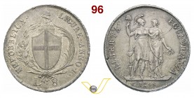 GENOVA - REPUBBLICA LIGURE (1798-1805) 8 Lire 1798 I. Pag. 11 Ag g 33,24 Non comune • Ex Collezione Fasciolo, asta Varesi 42 del 11.2003, lotto 1441 q...