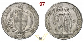 GENOVA - REPUBBLICA LIGURE (1798-1805) 8 Lire 1804 VII. Pag. 13 Ag g 33,17 Non comune • Ex Varesi, asta 52 del 11.2008, lotto 1111 BB+