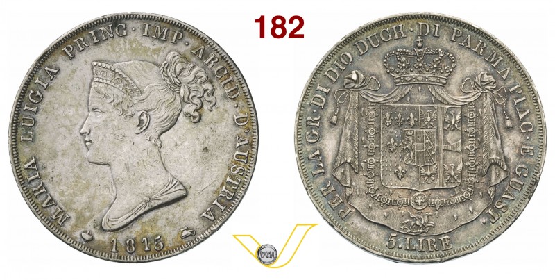 PARMA - MARIA LUIGIA (1814-1847) 5 Lire 1815 (Milano) Pag. 5 MIR 1093/1 Ag g 24,...