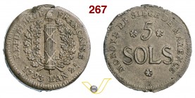 GERMANIA - 5 Soldi 1793 A. 2. Gadoury 67 M.O. 4.1.16.1 Cu g 23,73 • Moneta coniata durante l'assedio francese di Magonza q.SPL