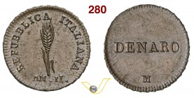 REPUBBLICA ITALIANA (1802-1805) Progetto del Denaro A. II, Milano. P.P. 446 Crippa 12 Luppino PP892 (R4) Cu g 1,60 Molto rara SPL÷FDC