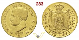NAPOLEONE I, Imperatore (1804-1814) 40 Lire 1808 Milano. Pag. 11 Au g 12,85 BB