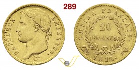 NAPOLEONE I, Imperatore (1804-1814) 20 Franchi 1812 Roma. Pag. 92 Au g 6,44 Rara • Colpetto BB