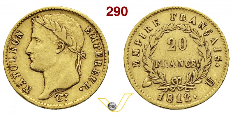 NAPOLEONE I, Imperatore (1804-1814) 20 Franchi 1812 Torino. Pag. 23 Au g 6,43 Ra...
