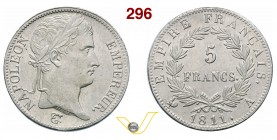 NAPOLEONE I, Imperatore (1804-1814) 5 Franchi 1811 A, Parigi. Gad. 584 Ag g 25,02 • Di eccellente conservazione; ex NGC MS63 pressoché FDC