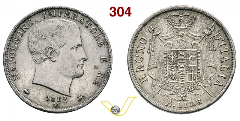 NAPOLEONE I, Imperatore (1804-1814) 2 Lire 1812 Milano “II° tipo”, puntali aguzz...