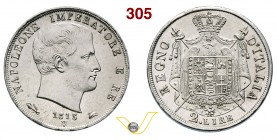 NAPOLEONE I, Imperatore (1804-1814) 2 Lire 1813 Venezia “II° tipo”, puntali aguzzi. Pag. 21 Ag g 10,00 Molto rara FDC