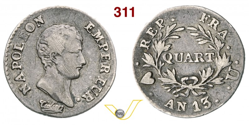 NAPOLEONE I, Imperatore (1804-1814) Quarto di Franco An. 13 (1804-1805) Torino. ...
