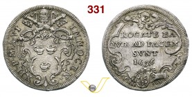 INNOCENZO XII (1691-1700) Testone 1696 A. VI, Roma. D/ Stemma R/ Scritta in cartella. Munt. 47 Ag g 9,15 q.SPL