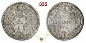 CLEMENTE XI (1700-1721) Mezza Piastra A. VIIII, Roma. D/ Stemma R/ Scritta entro cartella. CNI 129 Munt. 54a Ag g 16,01 • Bella patina; diefetto del t...