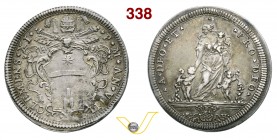 CLEMENTE XI (1700-1721) Testone A. VIII, Roma. D/ Stemma R/ La Carità con fanciulli. Munt. 60 Ag g 9,02 • Bella patina q.SPL/BB