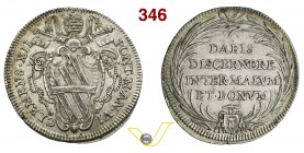 CLEMENTE XII (1730-1740) Testone A. VI, Roma. D/ Stemma R/ Scritta entro rami di palma. Munt. 27 Ag g 8,42 • Piacevole patina q.SPL
