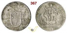 PIO VI (1775-1799) Mezzo Scudo da 50 Bolognini 1785, Bologna. Munt. 205 Chimienti 1048 Ag g 13,09 Molto rara BB