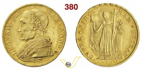 LEONE XII (1823-1829) 2 Zecchini 1828 A. V, Roma. Pag. 126 Au g 7,47 Molto rara SPL