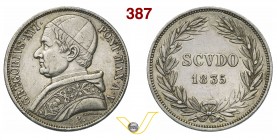 GREGORIO XVI (1831-1846) Scudo 1835 V, Bologna. Pag. 155 Ag g 26,80 BB+