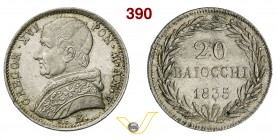 GREGORIO XVI (1831-1846) 20 Baiocchi 1835 V, Bologna. Pag. 166 Ag g 5,36 SPL÷FDC