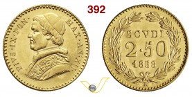 PIO IX (1846-1878) 2,50 Scudi 1858 A. XII, Roma. Pag. 365 Au g 4,34 q.FDC