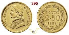 PIO IX (1846-1878) 2,50 Scudi 1859 XIII, Roma. Pag. 367 Au g 4,33 q.FDC