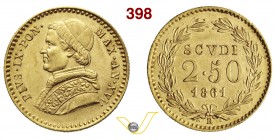 PIO IX (1846-1878) 2,50 Scudi 1861 XVI, Roma. Pag. 372 Au g 4,34 SPL÷FDC