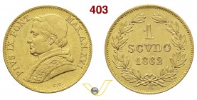 PIO IX (1846-1878) Scudo largo 1862 XVI, Roma. Pag. 386 Au g 1,73 SPL