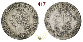 CARLO EMANUELE III (1730-1773) Quarto di Scudo Sardo 1770. Biaggi 825c MIR 960c Ag g 5,85 BB