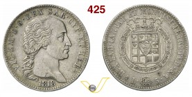 VITTORIO EMANUELE I (1802-1821) 5 Lire 1818 Torino. MIR 1030c Pag. 12 Ag g 24,90 Rara • Lieve colpetto BB