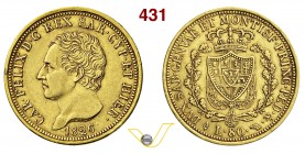 CARLO FELICE (1821-1831) 80 Lire 1826 Torino. MIR 1032f Pag. 28 Au g 25,73 BB+