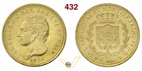 CARLO FELICE (1821-1831) 80 Lire 1826 Torino. MIR 1032f Pag. 28 Au q.SPL/SPL
