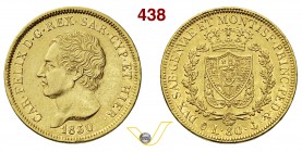 CARLO FELICE (1821-1831) 80 Lire 1830 Genova. MIR 1032m Pag. 35 Au g 25,75 q.SPL