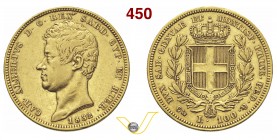 CARLO ALBERTO (1831-1849) 100 Lire 1832 Genova. MIR 1043a Pag. 134 Au g 32,18 Rara BB