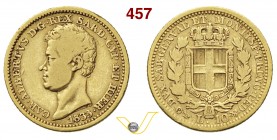 CARLO ALBERTO (1831-1849) 10 Lire 1833 Genova. MIR 1046a Pag. 211 Au g 3,11 Molto rara MB