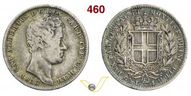 CARLO ALBERTO (1831-1849) Lira 1835 Genova. MIR 1049h Pag. 297 Ag g 4,91 Molto rara • Bella patina MB
