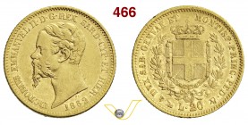 VITTORIO EMANUELE II, Re di Sardegna (1849-1861) 20 Lire 1852 Genova. MIR 1055f Pag. 341 Au g 6,41 MB/BB