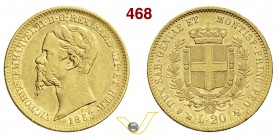 VITTORIO EMANUELE II, Re di Sardegna (1849-1861) 20 Lire 1853 Genova. MIR 1055i Pag. 343 Au g 6,43 MB/BB