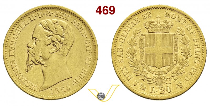 VITTORIO EMANUELE II, Re di Sardegna (1849-1861) 20 Lire 1854 Genova. MIR 1055j ...