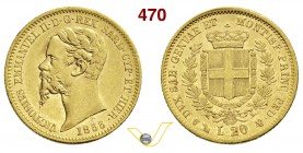 VITTORIO EMANUELE II, Re di Sardegna (1849-1861) 20 Lire 1855 Genova. MIR 1055k Pag. 346 Au g 6,44 q.SPL