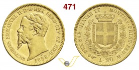 VITTORIO EMANUELE II, Re di Sardegna (1849-1861) 20 Lire 1855 Torino “H”. MIR 1055m Pag. 347a Au g 6,45 SPL